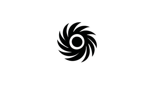 Minimalist black hurricane symbol icon, swirling vortex design, storm and weather graphic element, rotating spiral concept vector.