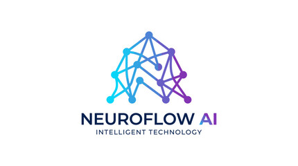 Fototapeta premium Abstract ai technology logo design with network connections isolated