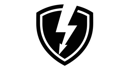 Obraz premium Shield emblem with lightning bolt vector illustration isolated on white