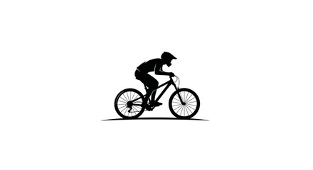 Naklejka premium Silhouette of a cyclist riding a bicycle on white background