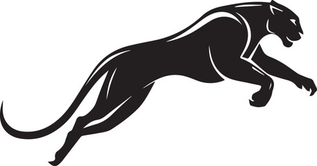 Aggressive Jumping Panther Silhouette Vector Logo Isolated on White Background © Rohan