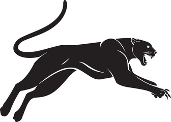 Aggressive Jumping Panther Silhouette Vector Logo Isolated on White Background © Rohan