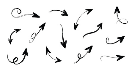 Obraz premium Variety of hand-drawn arrows with swirls and curves, pointing in multiple directions.