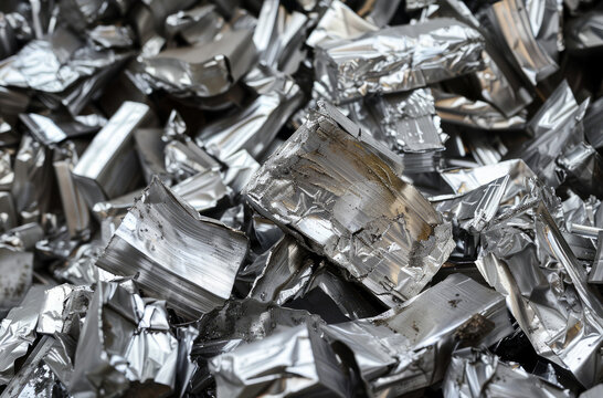 Photo of Pile of cast aluminum scrap. Background texture for backdrops or mapping