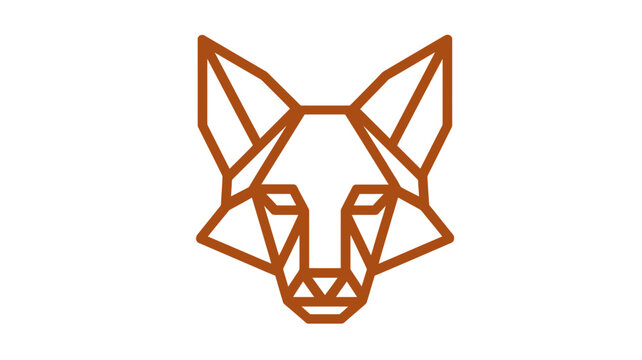 Geometric fox head illustration, abstract polygonal animal design, minimalist contour art, modern wildlife symbol, line drawing icon vector