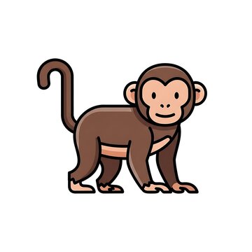 Brown monkey cartoon character standing.