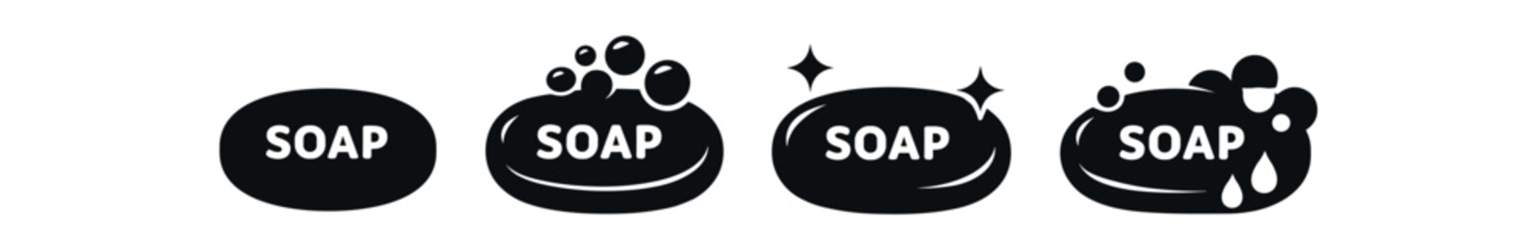 Soap icon set. bubble, lather, bath, hygiene, wash, cleansing, bar soap, liquid soap. line, flat and colored vector icon set.