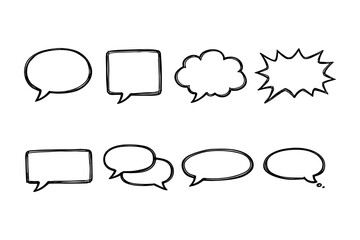 Fototapeta premium Collection of hand-drawn speech bubbles and thought bubbles in various shapes
