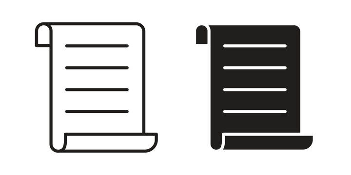 Scroll icon set, collection of icon in editable strokes and flat versions