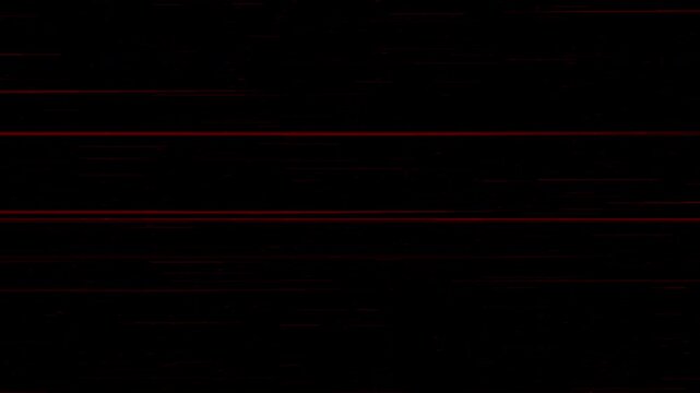 Abstract dark digital glitch video overlay texture with subtle faint red horizontal scanlines on a black background.