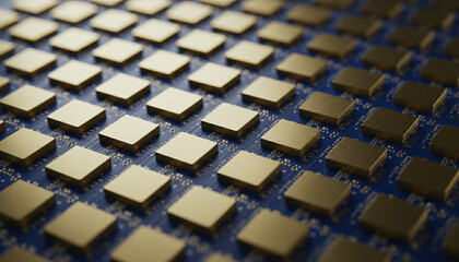 Obraz premium 6G massive MIMO antenna circuit board with gold patch grid