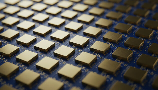 6G massive MIMO antenna circuit board with gold patch grid