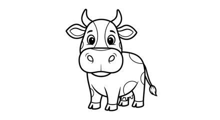 Obraz premium Adorable cartoon bovine creature a friendly farm animal depiction in outline perfect for educational resources children's books and playful agricultural themes conveying warmth and rural charm with it