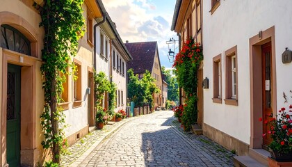 Naklejka premium Picturesque European Street Scene with Charming Architecture.