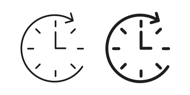 Time forward icon set, collection of icon in editable strokes and flat versions