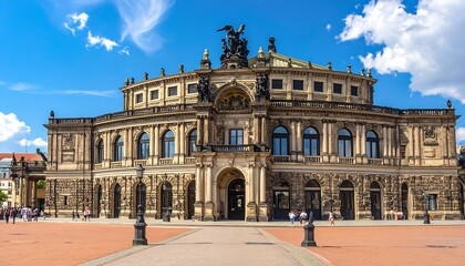 Obraz premium A grand, ornate building with a symmetrical facade