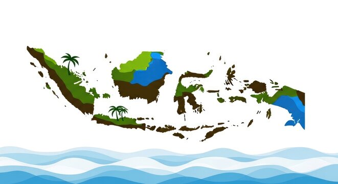 Indonesia Archipelago Map - A Colorful Geographical Illustration.