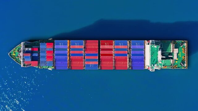 Container ship navigating global trade routes with cargo delivery and logistics challenges