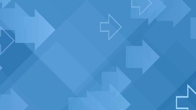 Abstract blue arrows moving across a digital geometric background, direction, progress and technology