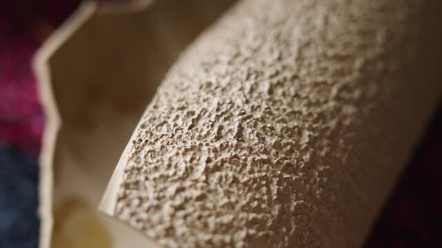 A roughened rubber sole surface during shoe repair in Malaysia, emphasizing texture, friction preparation, and the detailed craftsmanship process. UHD.