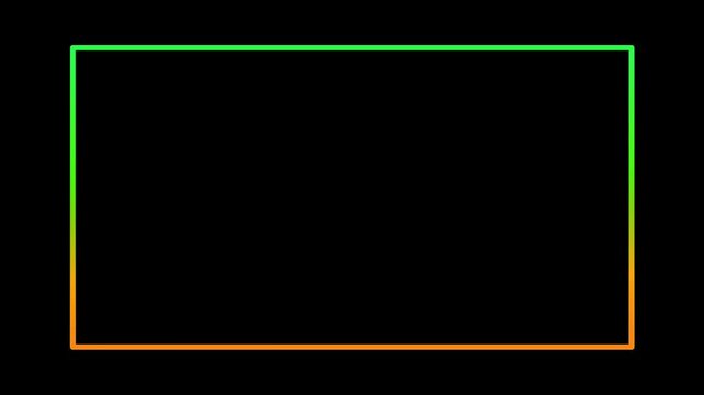 Rectangle modern neon light frame minimalis animation motion graphic red blue green color on dark background