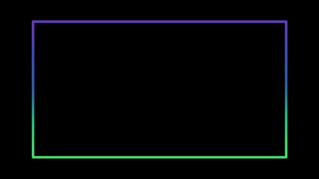 Rectangle modern neon light frame minimalis animation motion graphic on dark background.Red blue purple green color