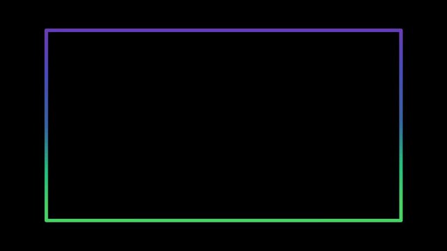 Rectangle modern neon light frame minimalis animation motion graphic on dark background.Red green purple color