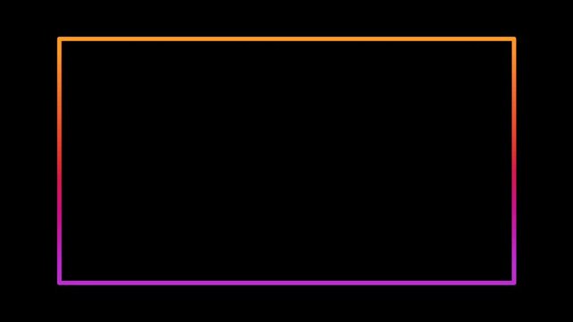 Rectangle modern neon light frame minimalis animation motion graphic on dark background.Red purple color