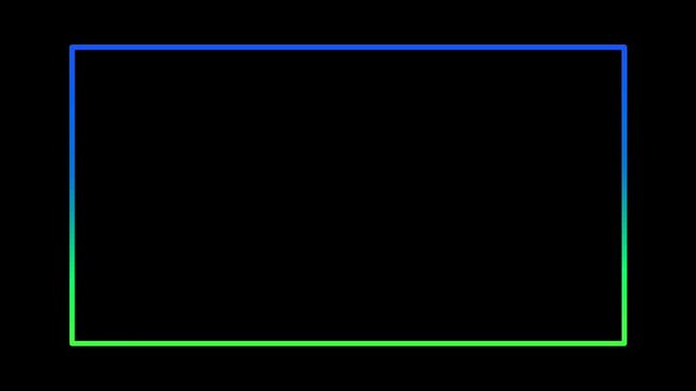 Rectangle modern neon light frame minimalis animation motion graphic on dark background.Blue green purple color