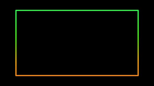Rectangle modern neon light frame minimalis animation motion graphic on dark background.blue green red color