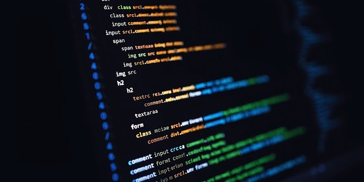 Code, HTML, php web programming source code. Cjding, programming, development concept. Abstract code background