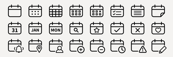 Fototapeta premium Minimalist calendar icon set vector