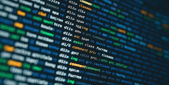 Code, HTML, php web programming source code. Cjding, programming, development concept. Abstract code background