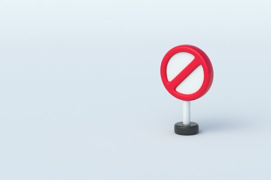 Stop traffic sign on grey background. Highway code. No entry. Copy space. 3d render