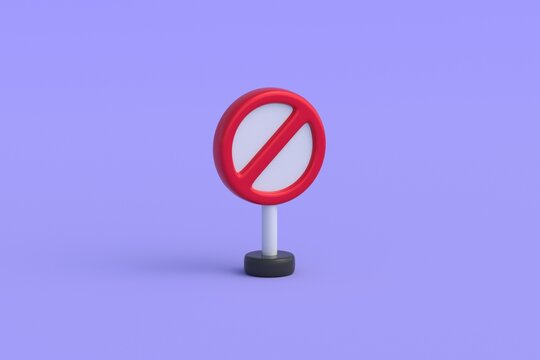Stop traffic sign on violet background. Highway code. No entry. 3d render