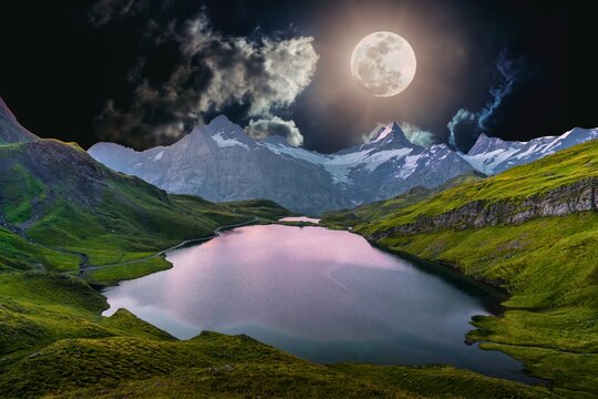 lake and mountains