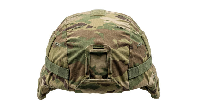Military combat helmet with multicam camouflage cover