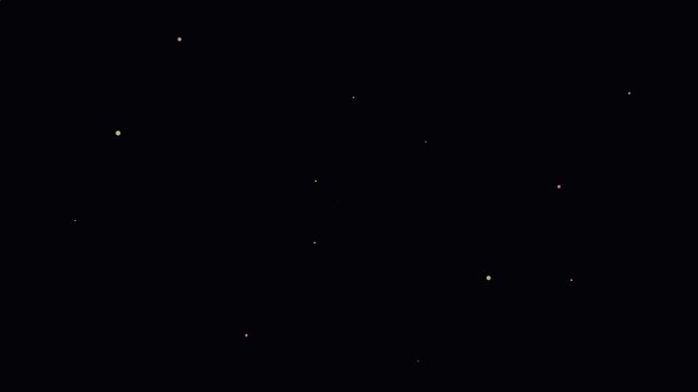 A black background with white dots representing stars