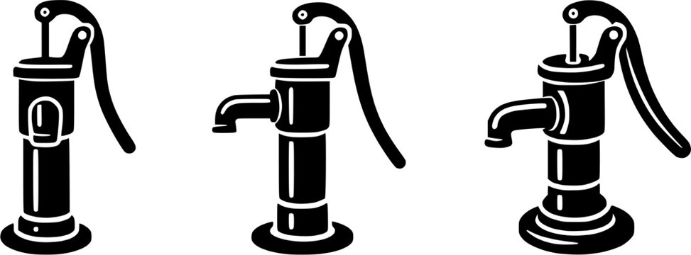 set of Old style hand pump vector design 