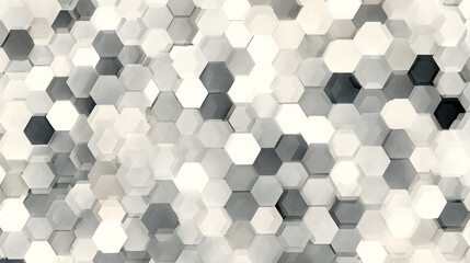 Fototapeta premium Minimalist hexagon mosaic pattern in shades of gray and white background