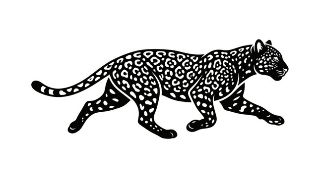 jaguar running silhouette wild animal speed vector illustration