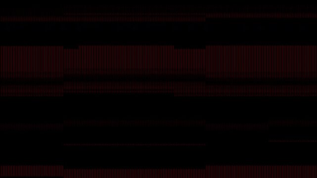 Abstract dark digital glitch overlay texture with faint red horizontal tracking bands on a black background.