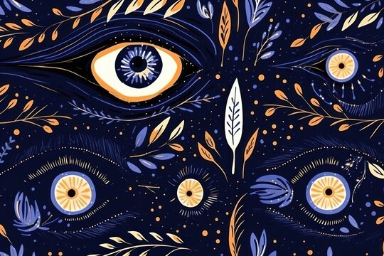 Mystical evil eye pattern art backgrounds.