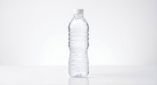 botol air mineral dengan isi di dalamnya, cocok untuk bahan iklan air mineral, pencahayaan bagus dan detail tajam. 
