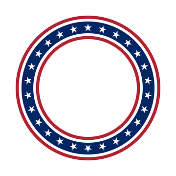 Framing from USA flag. Stars and stripes circle graphic background. Frame isolated on white background. Vector illustration