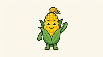 Fototapeta premium Cartoon corn character smiling happy.