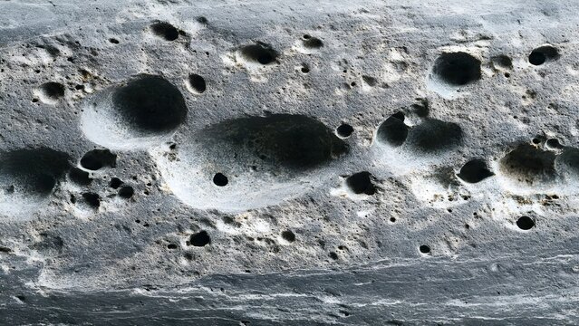 Macro Texture of Porous Volcanic Rock Surface with Natural Gas Bubbles and Vesicles