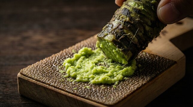 Grating fresh wasabi