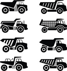 Set of heavy mining dump truck icons © Naimulislam