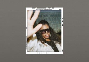 Analog Film Frame Template, Retro Photo Border & Vintage Polaroid Mockup Overlay